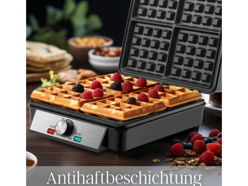 Hot SB-2060 Waffeleisen für 4 Waffeln Antihaftbeschichtung 1200 Watt Haushaltsgeräte