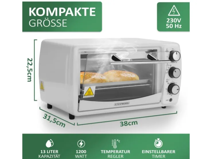 Sale STEINBORG SB-3005W Minibackofen 13 Liter 1200 Watt Weiß