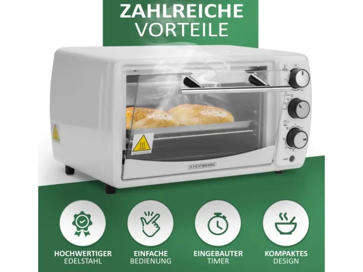 Sale STEINBORG SB-3005W Minibackofen 13 Liter 1200 Watt Weiß
