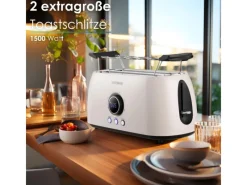 Online SB-2214 XXL 4 Scheiben Toaster Digitales Display 1500 Watt Beige Haushaltsgeräte