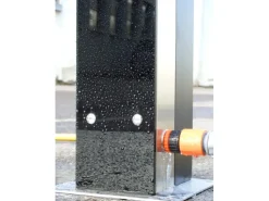 Summer Fun Einhebelmischer<Exquisit Solardusche aus Edelstahl mit Glasfront