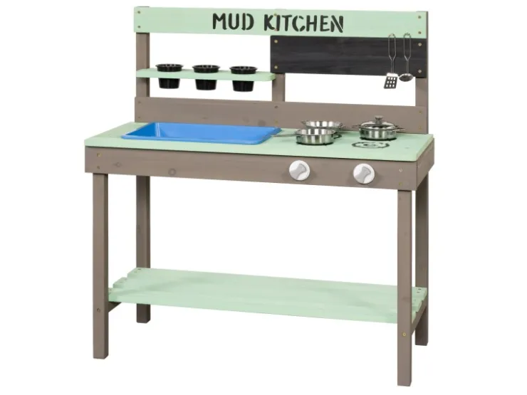 SwingKing Herde<Swing King Spielküche Mud Kitchen 88 cm x 77 cm x 34 cm Grau-Grün FSC®