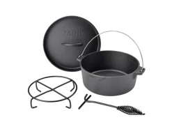 Clearance TAINO Dutch Oven 4L Gusseisen Feuertopf Deckelheber Grillzubehör Dopf