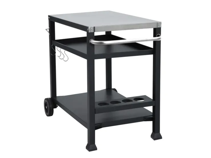 TAINO Nikan Grillwagen Grilltisch Rollwagen Grillständer Klein Mit Rollen Outdoor Balkon Garten Terrasse Schwarz