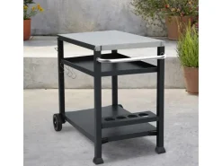 TAINO Nikan Grillwagen Grilltisch Rollwagen Grillständer Klein Mit Rollen Outdoor Balkon Garten Terrasse Schwarz