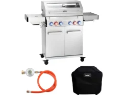New TAINO Platinum Yamara 4+2 Gasgrill Set mit Haube Edelstahl 4 Brenner Sear-Burner Backburner