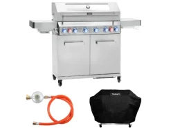 Platinum Yamara 6+2 Set Mit Haube Gasgrill Edelstahl 6 Brenner Sear-Burner Backburner Schneidebretter