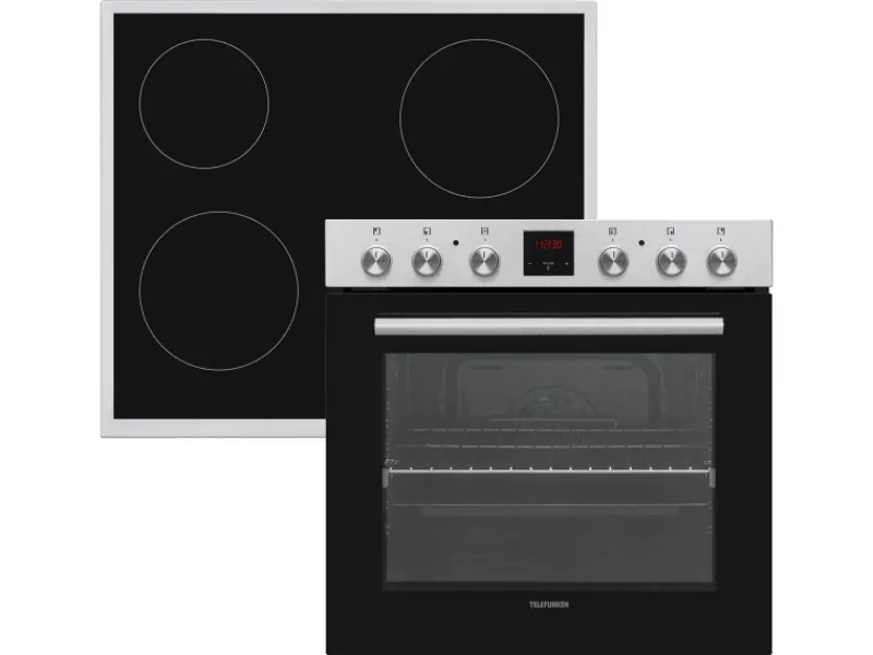 Best Einbauherd-Set Backofen mit Glaskeramik-Kochfeld 4 Zonen Teleskopauszug 78 Liter B-HS-75-C-I Kochfelder