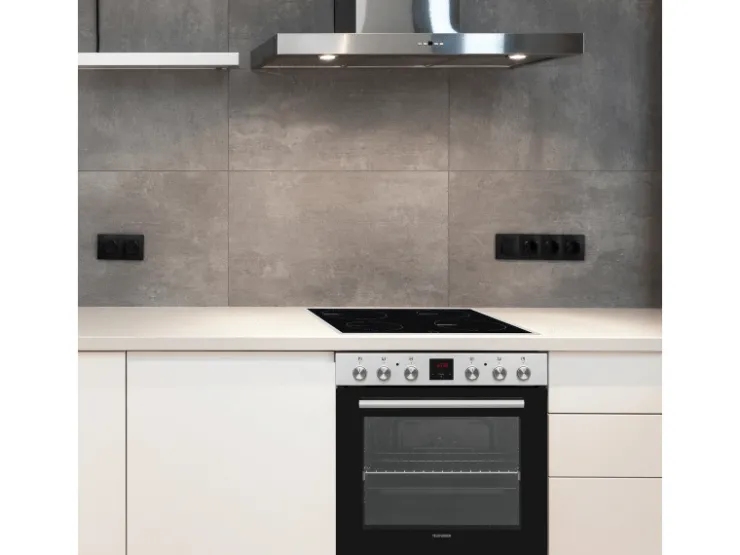 Sale Telefunken Einbauherd-Set Backofen mit Induktionskochfeld 4 Zonen Teleskopauszug 78 Liter B-HS-75-I-I