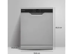 Telefunken Geschirrspüler<Geschirrspüler Freistehend 60 cm Spülmaschine Silber 12 Maßgedecke 6 Programme AquaStop Eco GFS6012DI