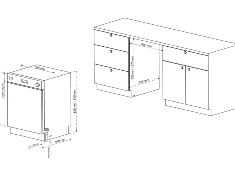 Sale Geschirrspüler teilintegriert Einbauspülmaschine 60 cm 12 Maßgedecke 9 Programme AquaStop G-ET-6014-C-I Geschirrspüler|Einbauküchen