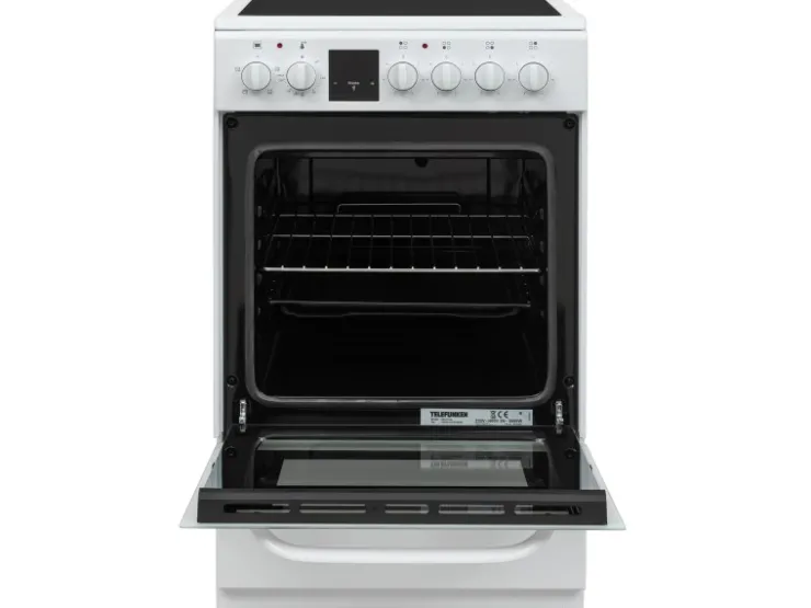 New Telefunken Standherd mit Glaskeramik-Kochfeld Elektroherd Freistehend 50 cm Breit Herd mit Backofen und Kochfeld