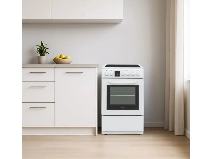 New Telefunken Standherd mit Glaskeramik-Kochfeld Elektroherd Freistehend 50 cm Breit Herd mit Backofen und Kochfeld