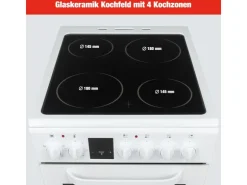 New Telefunken Standherd mit Glaskeramik-Kochfeld Elektroherd Freistehend 50 cm Breit Herd mit Backofen und Kochfeld
