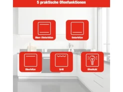 New Telefunken Standherd mit Glaskeramik-Kochfeld Elektroherd Freistehend 50 cm Breit Herd mit Backofen und Kochfeld