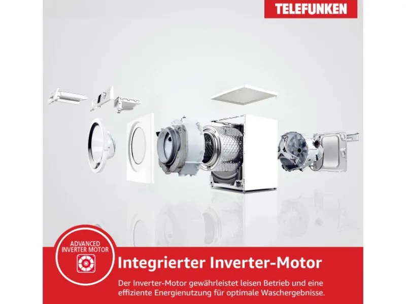 Waschmaschine 8kg 1400 U/Min. Inverter Motor AquaStop 15 Programme W-8-1400-A-W weiß Waschmaschinen