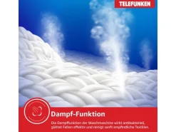 Telefunken Waschmaschinen<Waschmaschine 9kg 1400 U/Min. Dampffunktion Inverter Motor AquaStop 15 Programme W-9-1400-A-W