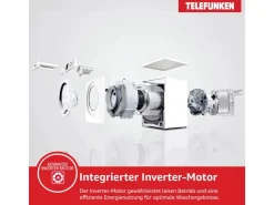 Telefunken Waschmaschinen<Waschmaschine 10kg 1400 U/Min. Dampffunktion Auto-Dosierung Inverter Motor AquaStop W-10-1400-A-W