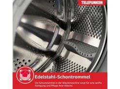 Telefunken Waschmaschinen<Waschmaschine 10kg 1400 U/Min. Dampffunktion Auto-Dosierung Inverter Motor AquaStop W-10-1400-A-W