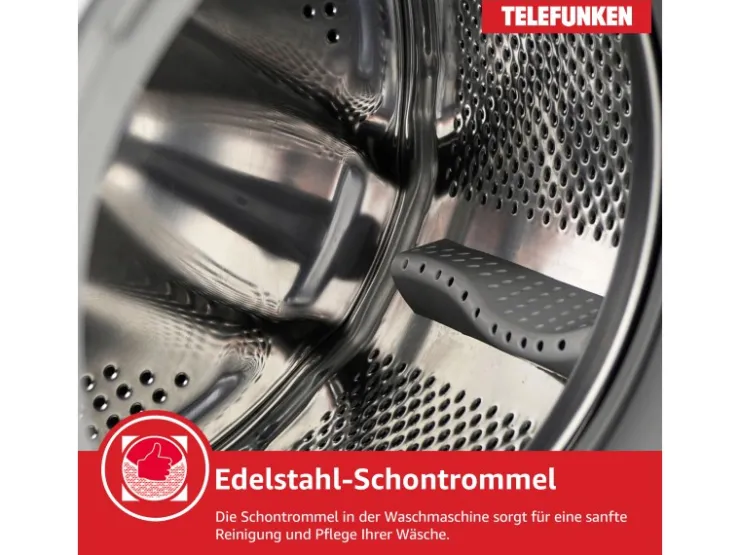 Telefunken Waschmaschinen<Waschmaschine 10kg 1400 U/Min. Dampffunktion Auto-Dosierung Inverter Motor AquaStop W-10-1400-A-W