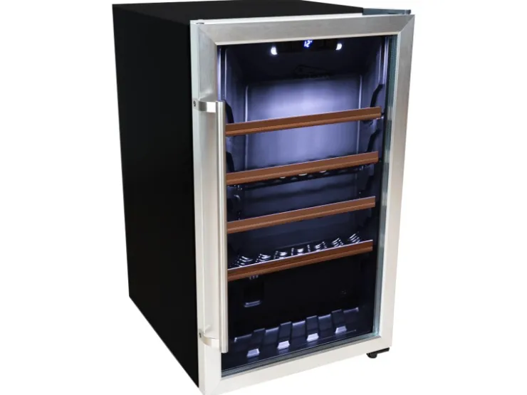Best Tronitechnik Weinkühlschrank Getraenkekühlschrank 126 Liter 63 Flaschen Wein Kühlschrank Edelstahl-Optik Mit Led