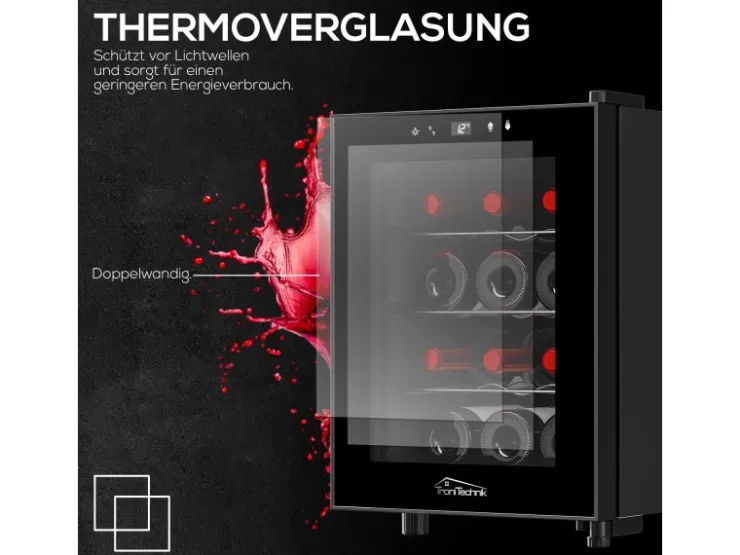 Discount Tronitechnik Weinkühlschrank Bordeaux Getränkekühlschrank 31 Liter 12 Flaschen