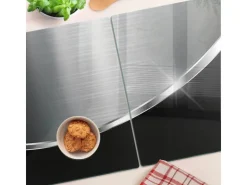 Discount Tulup Herdabdeckplatte SET aus 2 Stück 40x52 cm Glas-Servierbrett Küchenutensilien Schutzplatte Spritzschutz Textur Grau