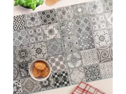Outlet Tulup Herdabdeckplatte SET aus 2 Stück 40x52 cm Schneidebrett Glas Schutzplatte Küchenutensilien Keramikfliesen Grau