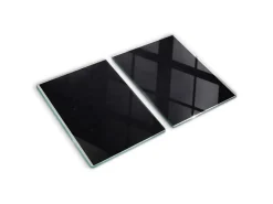 Schneidebretter|Herdabdeckungen<Tulup Herdabdeckplatte SET aus 2 Stück 40x52 cm Schneidebrett aus Glas Küchenutensilien Spritzschutz Anschlagtafel Schwarz