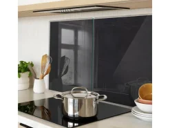 Schneidebretter|Herdabdeckungen<Tulup Herdabdeckplatte SET aus 2 Stück 40x52 cm Schneidebrett aus Glas Küchenutensilien Spritzschutz Anschlagtafel Schwarz