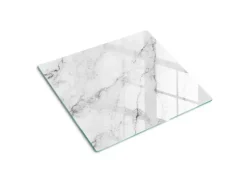 Best Tulup Herdabdeckplatte 60x52 cm Glas-Servierbrett Küchenutensilien Schutzplatte Spritzschutz Abdeckung Marmor Weiß