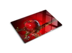 Sale Tulup Herdabdeckplatte 80x52 cm Schneidebrett aus Glas Schutzplatte Küchenutensilien Spritzschutz Apfel und Wasser Herdabdeckungen|Schneidebretter