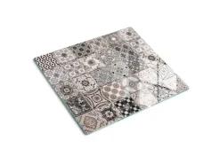 Hot Tulup Herdabdeckplatte 60x52 cm Schneidebrett Glas Schutzplatte Küchenutensilien Spritzschutz Abdeckung Keramikfliesen Grau