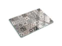 Hot Tulup Herdabdeckplatte 80x52 cm Schneidebrett aus Glas Schutzplatte Spritzschutz Abdeckung Keramikfliesen Grau