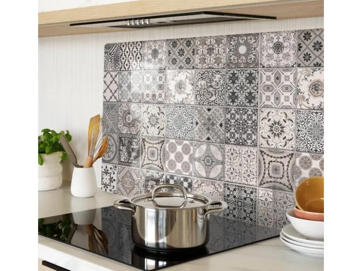 Hot Tulup Herdabdeckplatte 80x52 cm Schneidebrett aus Glas Schutzplatte Spritzschutz Abdeckung Keramikfliesen Grau