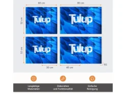 Hot Tulup Herdabdeckplatte 60x52 cm Schneidebrett Glas Schutzplatte Küchenutensilien Spritzschutz Apfel und Wasser Rot