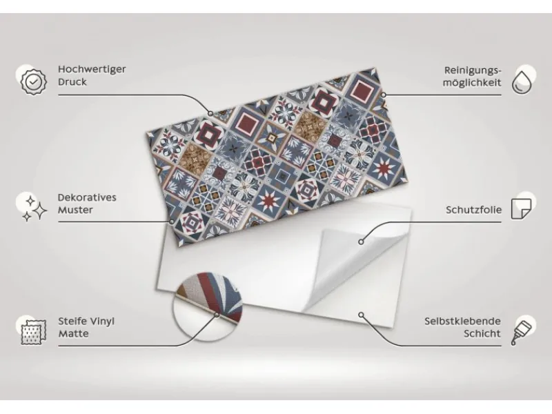 Tulup Wandpaneel Blumenmotive Vinyl Wandverkleidung Selbstklebend 100x50 cm Wandverkleidung Modern Wandverkleidung Paneel Küchenrückwände