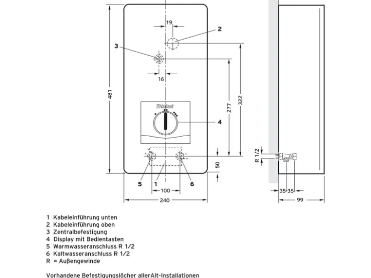 Vaillant Durchlauferhitzer<Durchlauferhitzer VED E 24/8 PRO Weiß