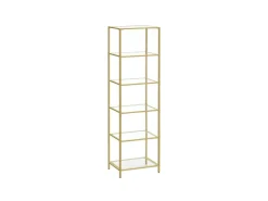 Vasagle Glasregal 6 Ablagen 30 cm x 40 cm x 177,3 cm Gold
