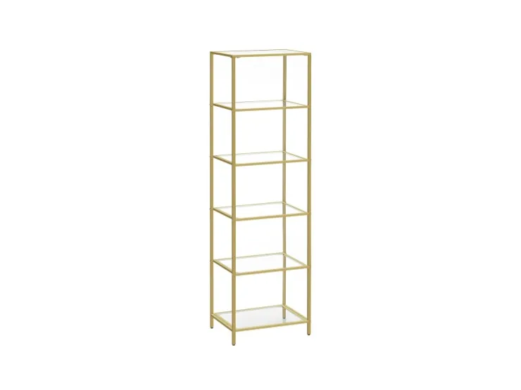 Vasagle Glasregal 6 Ablagen 30 cm x 40 cm x 177,3 cm Gold