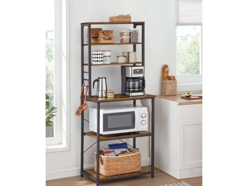 Discount Vasagle Küchenregal 40 cm x 60 cm x 167 cm Braun-Schwarz Küchenregale|Schneidebretter