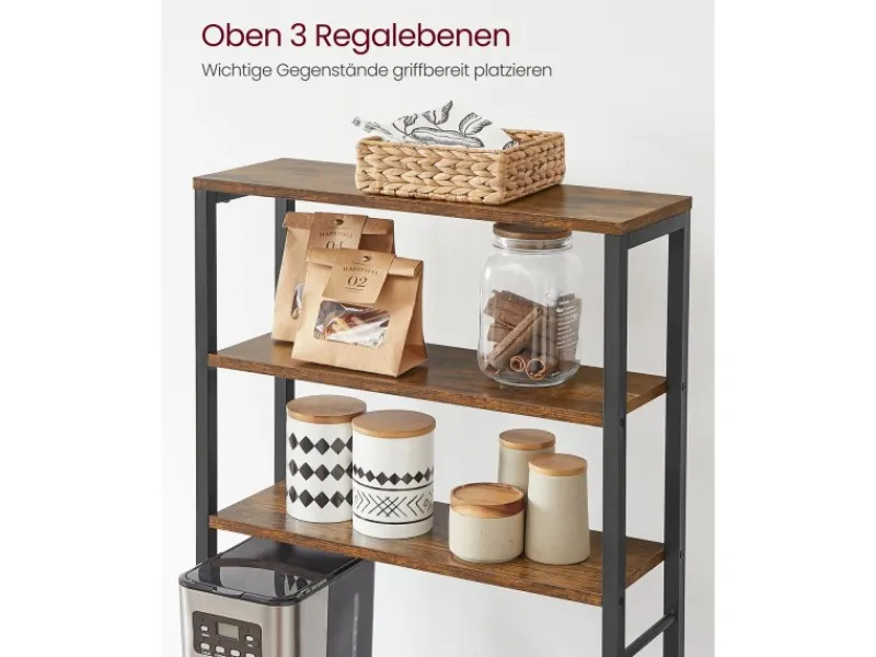 Discount Vasagle Küchenregal 40 cm x 60 cm x 167 cm Braun-Schwarz Küchenregale|Schneidebretter