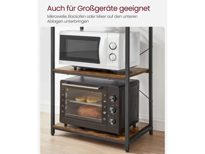 Discount Vasagle Küchenregal 40 cm x 60 cm x 167 cm Braun-Schwarz Küchenregale|Schneidebretter