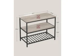 Best Vasagle Küchenregal mit Arbeitsplatte 60 cm x 120 cm x 90 cm Greige-Schwarz