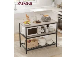 Best Vasagle Küchenregal mit Arbeitsplatte 60 cm x 120 cm x 90 cm Greige-Schwarz