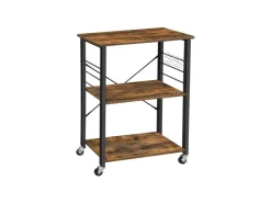 Clearance Vasagle Küchenregal mit Rollen 40 cm x 60 cm x 89 cm Braun-Schwarz