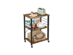 Clearance Vasagle Küchenregal mit Rollen 40 cm x 60 cm x 89 cm Braun-Schwarz