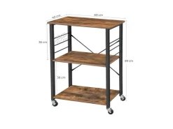 Clearance Vasagle Küchenregal mit Rollen 40 cm x 60 cm x 89 cm Braun-Schwarz