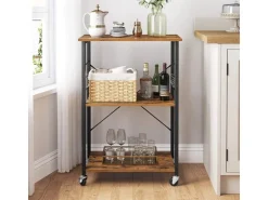 Clearance Vasagle Küchenregal mit Rollen 40 cm x 60 cm x 89 cm Braun-Schwarz