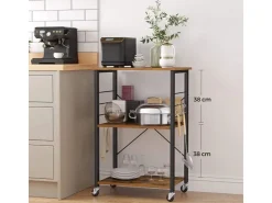 Clearance Vasagle Küchenregal mit Rollen 40 cm x 60 cm x 89 cm Braun-Schwarz